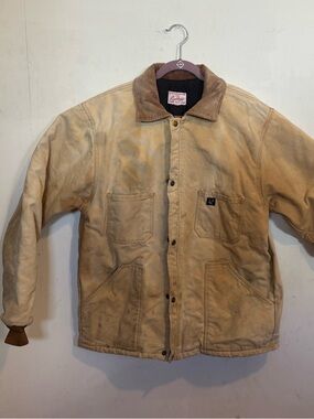 Men's Insulated Baileys work jacket  - Beige with Brown Corduroy Collar
